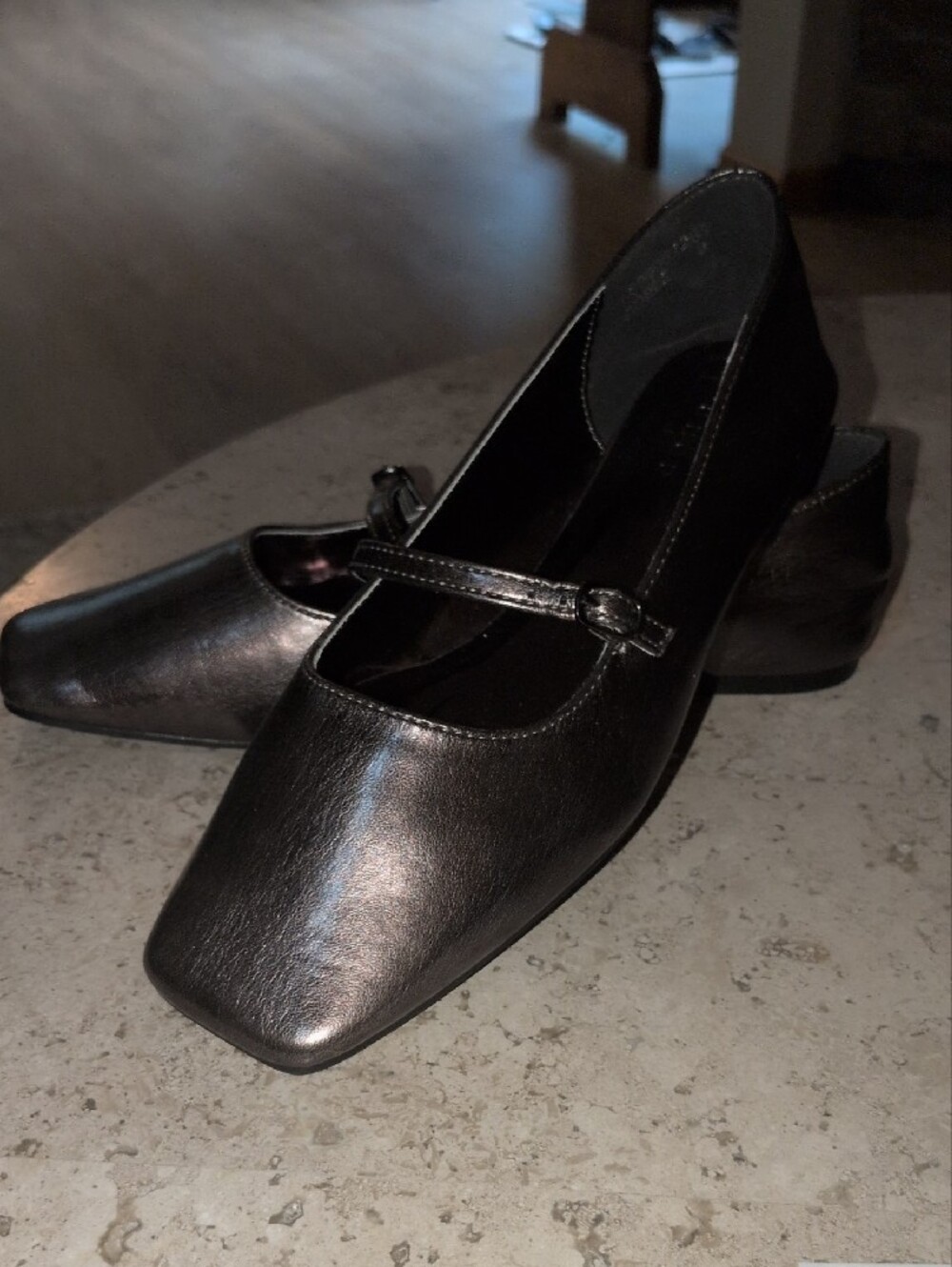 9 Shu Shop Adele Metallic Pewter Mary Jane Ballerina Flats - Picture 3 of 14
